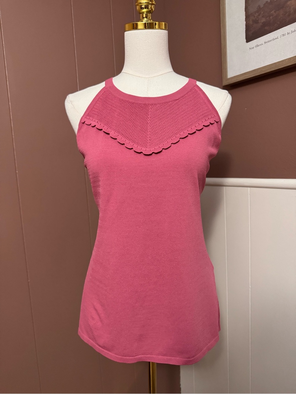 White House Black Market Pink Cutaway Knit Tank NWT